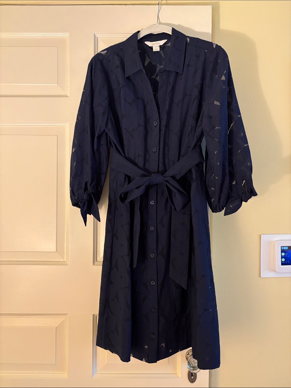Lilly Pulitzer Navy Button-Front Midi Shirt Dress with Tie Waist